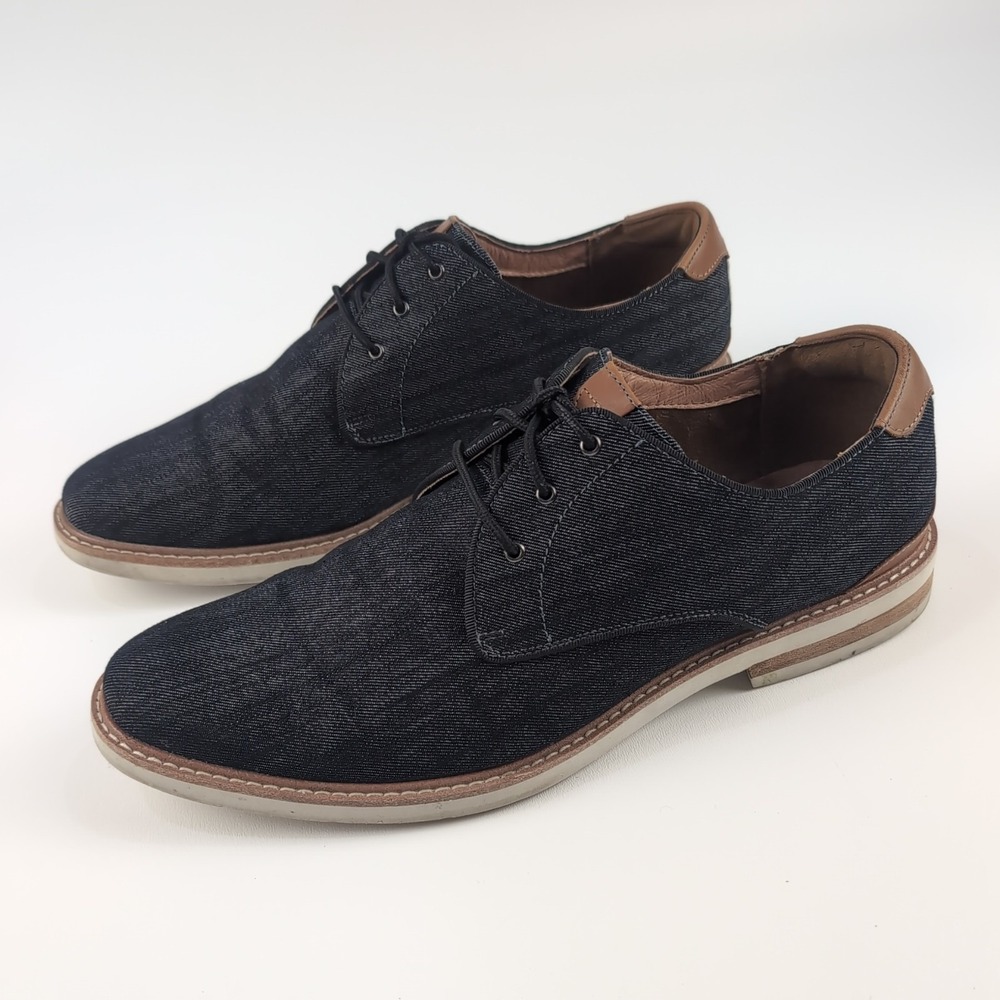 Florsheim Oxford Shoes Mens 10.5 Highland Canvas Black Plain Toe 14273-001